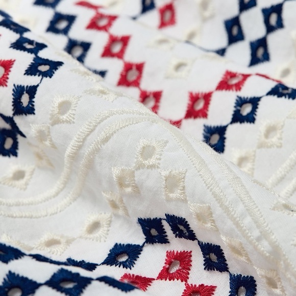 Hill House Anjuli Red, White and Blue Eyelet Maxi Dress - Picture 10 of 12